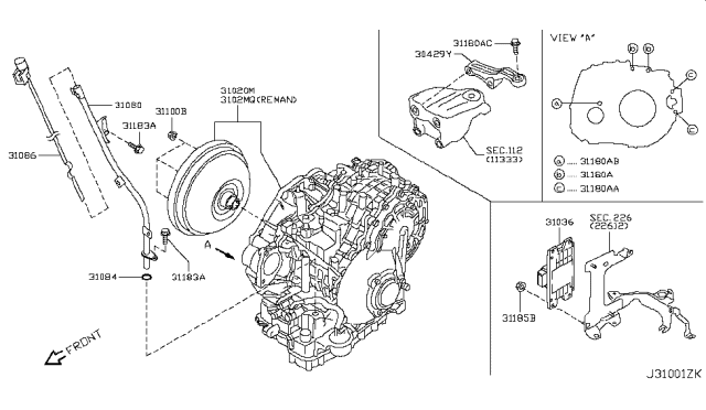 2013 Nissan Quest Auto Transmission,Transaxle & Fitting Diagram 3