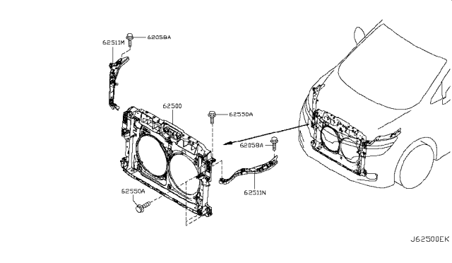 2017 Nissan Quest Front Apron & Radiator Core Support Diagram