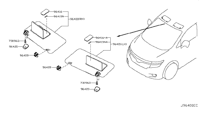 2017 Nissan Quest Lens-Vanity Mirror Diagram for 26442-1LA0A