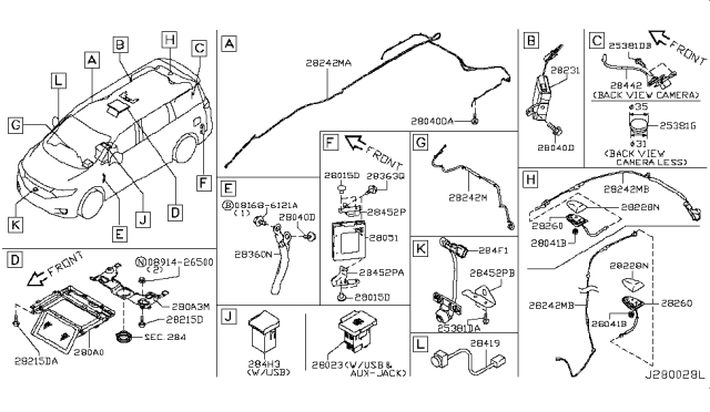 2014 Nissan Quest Feeder-Antenna Diagram for 28241-1JA0A