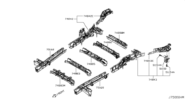 2015 Nissan Quest Member Side Rear R Diagram for 75510-1JA0A