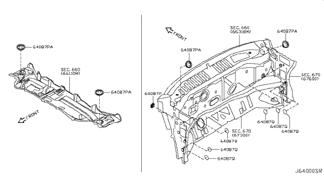 2011 Nissan Quest Hood Ledge & Fitting Diagram 2