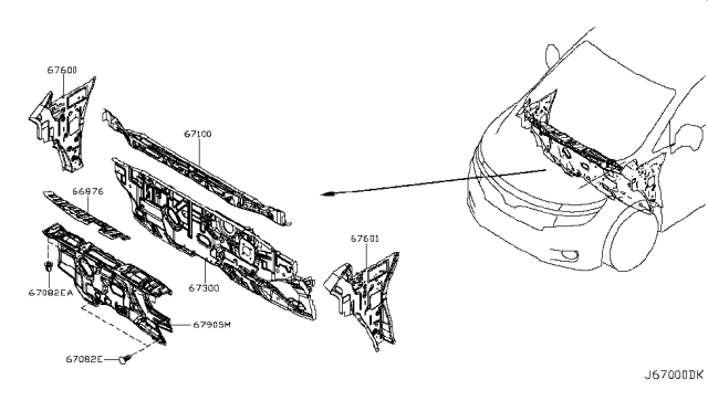 2013 Nissan Quest Dash-Lower Diagram for 67300-1JA0A