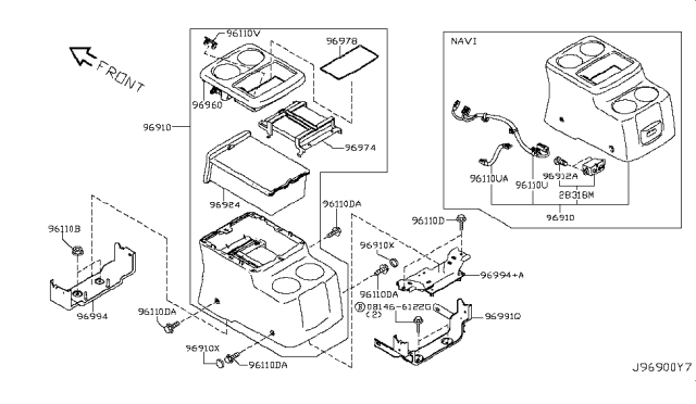 2014 Nissan Quest Harness-Sub,Console Box Diagram for 24016-4AY2A