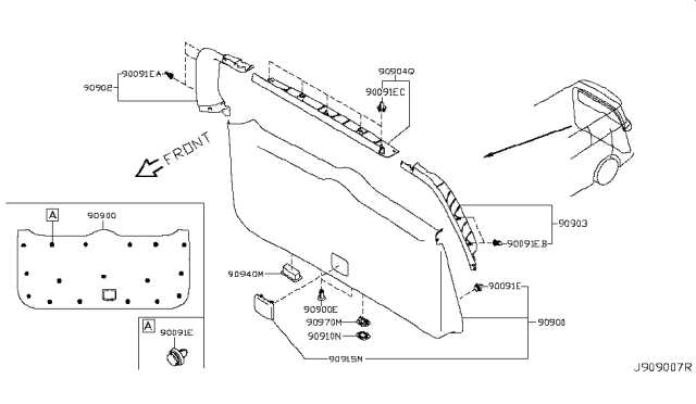 2014 Nissan Quest Back Door Trimming Diagram