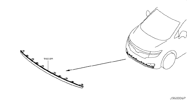 2013 Nissan Quest Air Spoiler Front Diagram for 96015-1JA0A