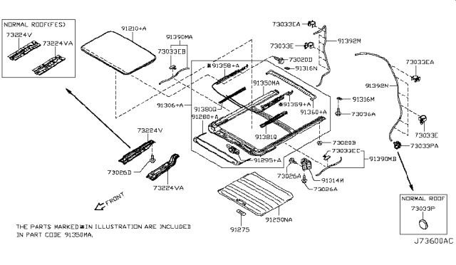 2012 Nissan Quest Sun Roof Parts - Diagram 2