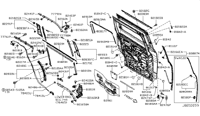 2015 Nissan Quest Slide Door Panel & Fitting Diagram 1