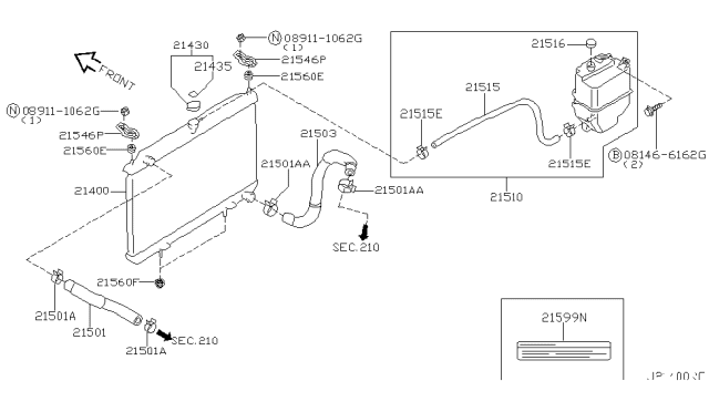 2001 Nissan Maxima Radiator,Shroud & Inverter Cooling Diagram 10