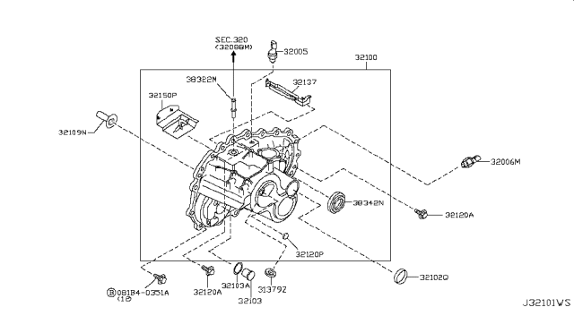2002 Nissan Maxima Transmission Case & Clutch Release Diagram 3