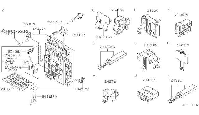 2000 Nissan Maxima Label-Fuse Block Diagram for 24313-2Y900