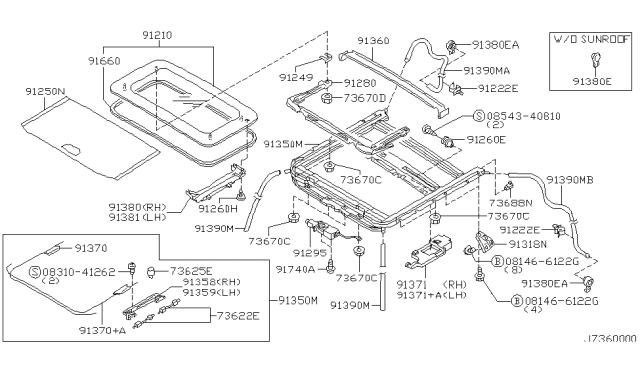 2002 Nissan Maxima Sun Roof Parts Diagram 1