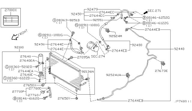 2003 Nissan Maxima Pipe-Cooler,Low Diagram for 92479-5Y700