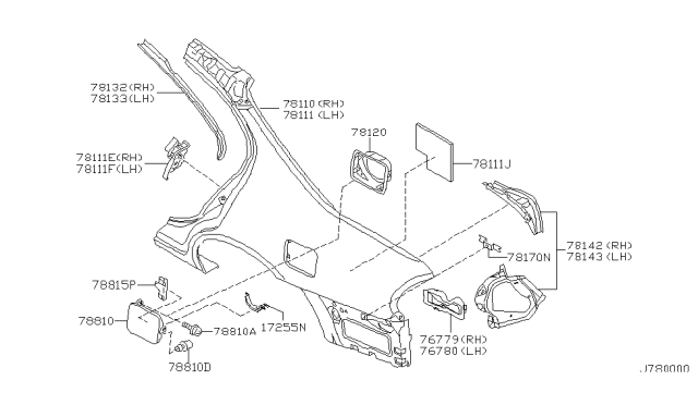 2001 Nissan Maxima Rear Fender & Fitting Diagram 1