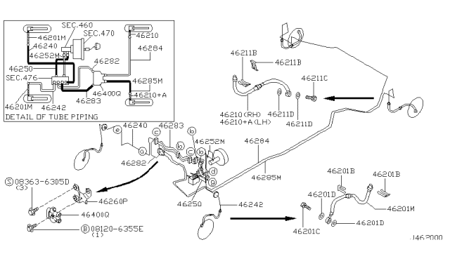 2001 Nissan Maxima Brake Piping & Control Diagram 7