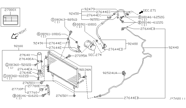 2001 Nissan Maxima Condenser,Liquid Tank & Piping Diagram 3