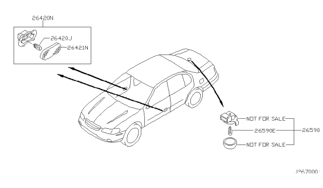 2003 Nissan Maxima Lens-Door Step Lamp Diagram for 26421-3Y000