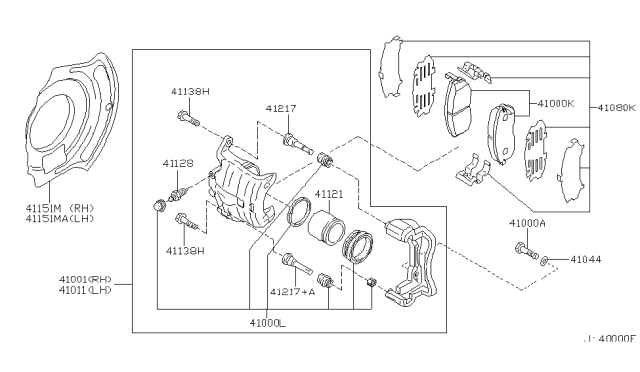 2000 Nissan Maxima Front Brake Pads Kit Diagram for 41060-2Y090