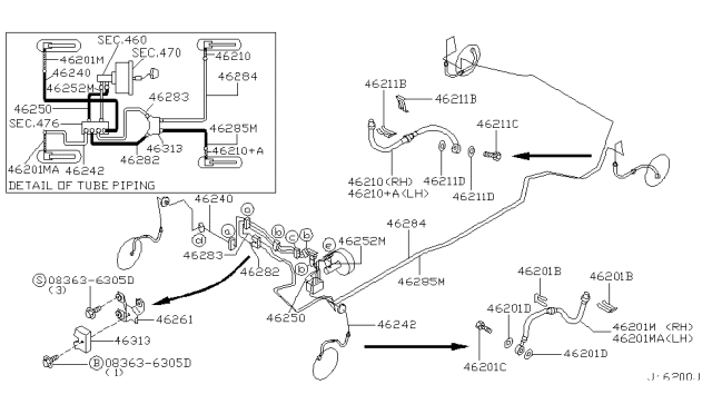 2002 Nissan Maxima Brake Piping & Control Diagram 8