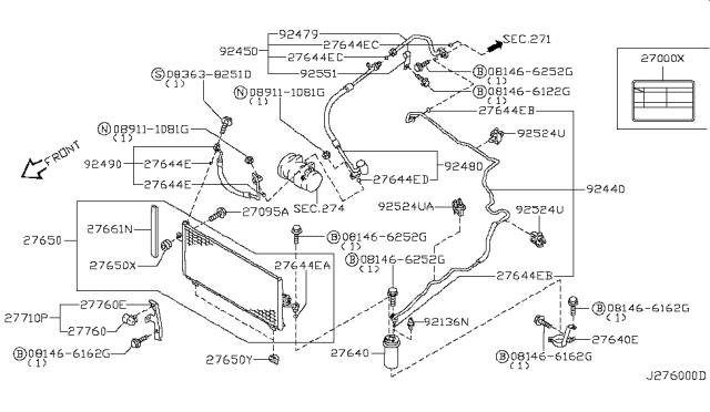 2001 Nissan Maxima Condenser,Liquid Tank & Piping Diagram 1