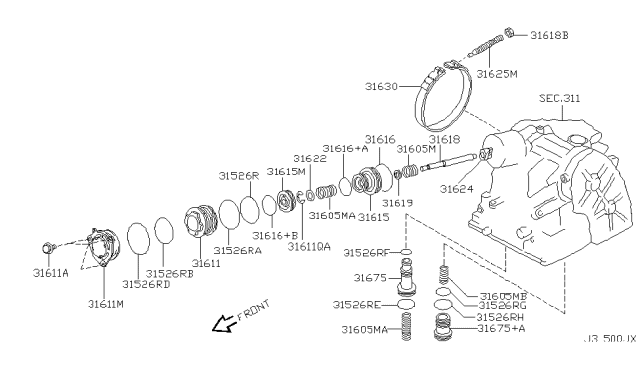 2003 Nissan Maxima Clutch & Band Servo Diagram 4