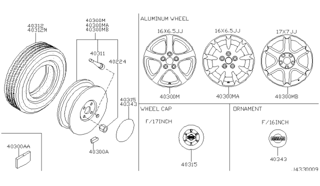 2001 Nissan Maxima Wheel Weight Balance Diagram for 40321-AA014