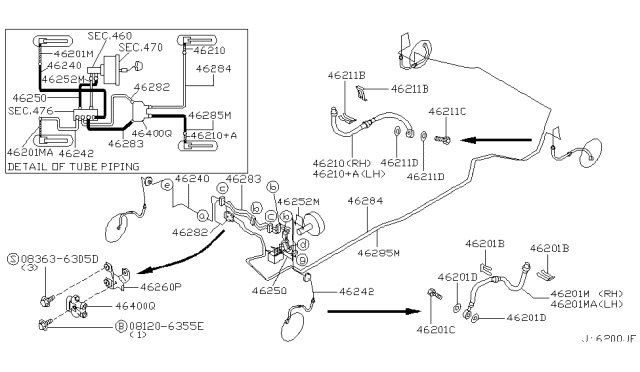 2001 Nissan Maxima Tube Assembly-Brake,Front Master Cylinder Diagram for 46250-5Y700