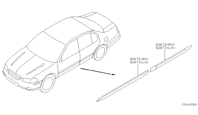 2001 Nissan Maxima Moulding-Rear Door,RH Diagram for 82870-5Y760