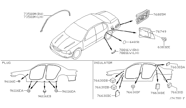 2000 Nissan Maxima Weatherstrip-Roof Drip,RH Diagram for 76842-2Y000