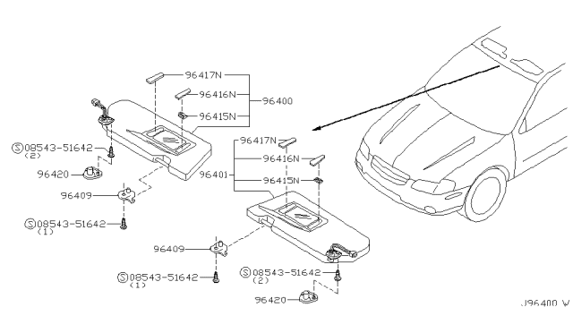 2000 Nissan Maxima Sunvisor Diagram 2