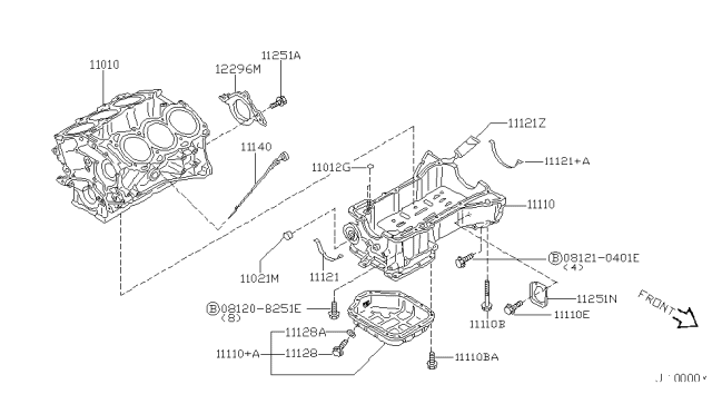 2000 Nissan Maxima Cylinder Block & Oil Pan Diagram 1