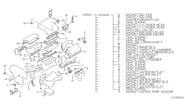 2001 Nissan Maxima Gasket Kit-Valve REGRind Diagram for 11042-8J025
