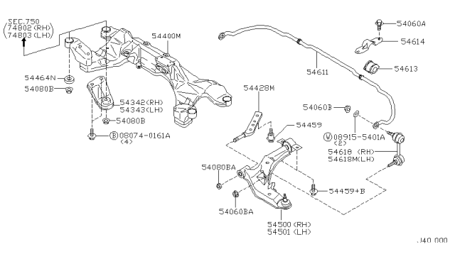2000 Nissan Maxima Stabilizer-Front Diagram for 54611-2Y023