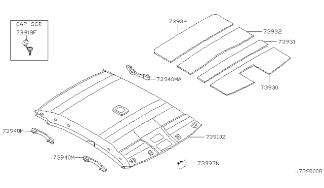 2001 Nissan Maxima Cover-Roof,Front Diagram for 73997-2Y000