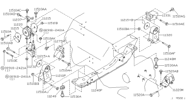 2001 Nissan Maxima Engine & Transmission Mounting Diagram 2