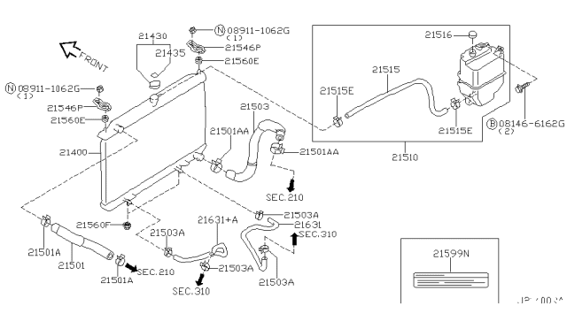 2002 Nissan Maxima Radiator,Shroud & Inverter Cooling Diagram 7