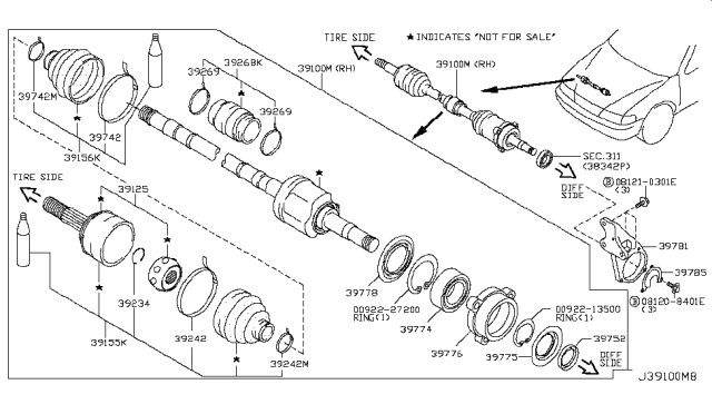 2002 Nissan Maxima Front Drive Shaft (FF) Diagram 1