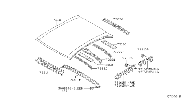 2001 Nissan Maxima Roof Panel & Fitting Diagram 2