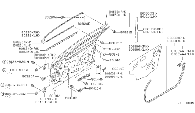 2000 Nissan Maxima Panel-Front Door,Outer LH Diagram for 80153-2Y931