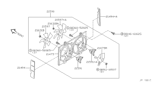 2001 Nissan Maxima Radiator,Shroud & Inverter Cooling Diagram 3