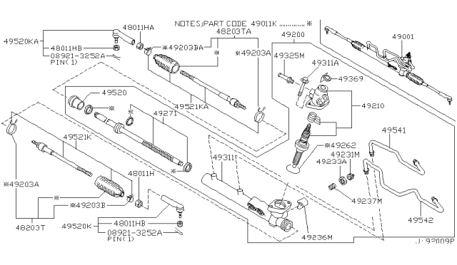 2002 Nissan Maxima Gear & Linkage-Power Steering Diagram for 49001-6Y310