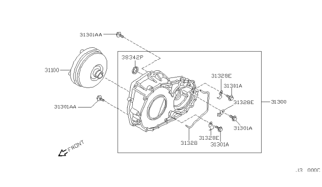 2001 Nissan Maxima Torque Converter,Housing & Case Diagram 1