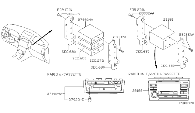 2003 Nissan Maxima Radio Unit,W/CASSETTE Diagram for 28115-5Y700