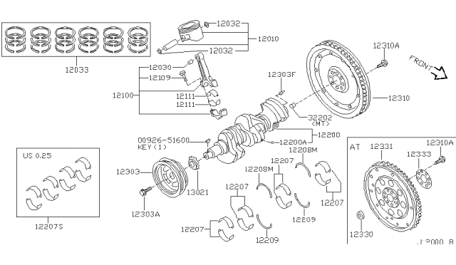 2001 Nissan Maxima Piston,Crankshaft & Flywheel Diagram 2