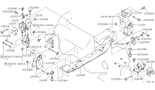 2003 Nissan Maxima Engine & Transmission Mounting Diagram 2