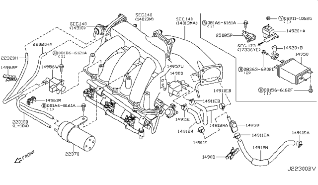 2002 Nissan Maxima Bracket-Valve Diagram for 14932-8J100