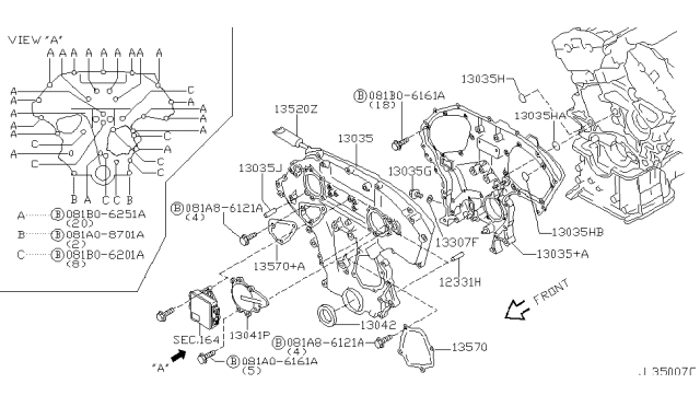 2002 Nissan Maxima Cover Assy-Front Diagram for 13501-2Y000