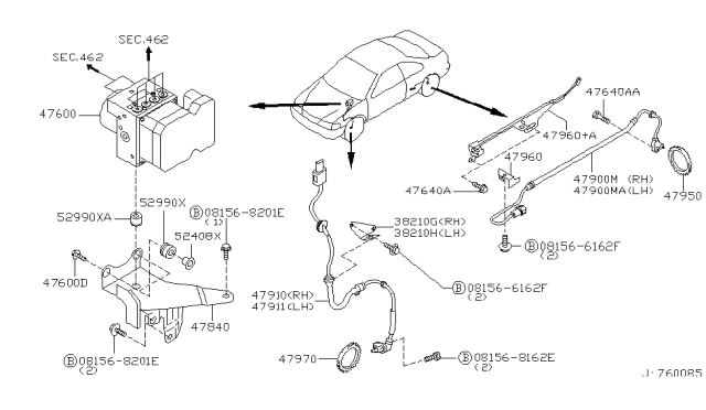 2002 Nissan Maxima Insulator-Valve Mounting Diagram for 52990-AL500