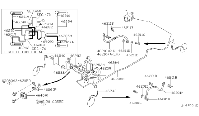 2000 Nissan Maxima Brake Piping & Control Diagram 2