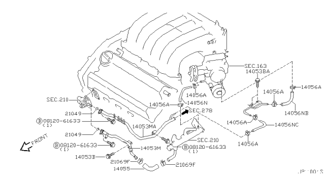 2001 Nissan Maxima Water Hose & Piping Diagram 2